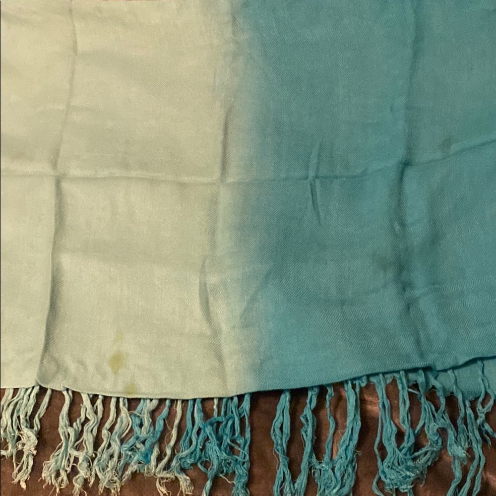 Ombre Teal Scarf with Fringe
